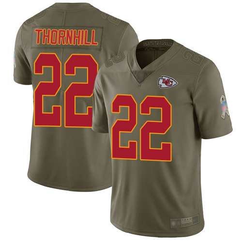 Chiefs #22 Juan Thornhill Olive Men's Stitched Football Limited 2017 Salute to Service Jersey