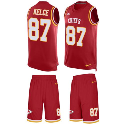 Nike Chiefs #87 Travis Kelce Red Team Color Men's Stitched NFL Limited Tank Top Suit Jersey