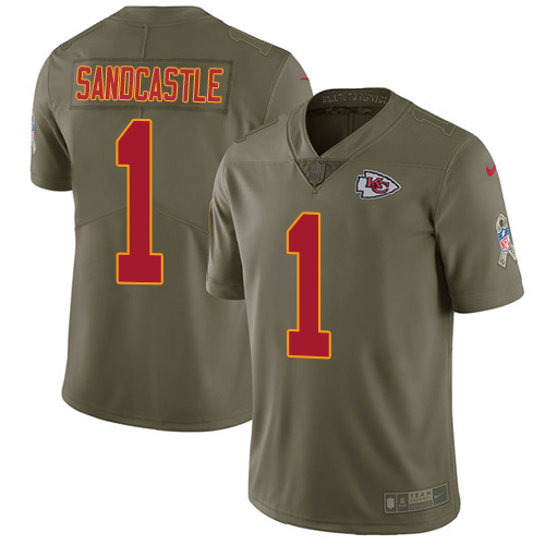 Nike Chiefs #1 Leon Sandcastle Olive Men's Stitched NFL Limited 2017 Salute to Service Jersey - Click Image to Close