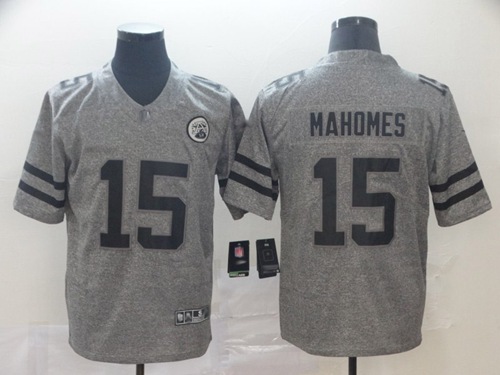 Chiefs #15 Patrick Mahomes Gray Men's Stitched Football Limited Gridiron Gray Jersey