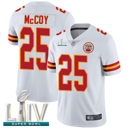 Chiefs #25 LeSean McCoy White Super Bowl LIV Bound Men's Stitched Football Vapor Untouchable Limited Jersey - Click Image to Close