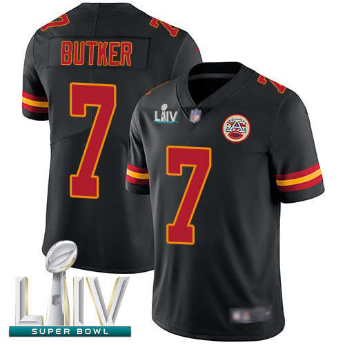 Chiefs #7 Harrison Butker Black Super Bowl LIV Bound Men's Stitched Football Limited Rush Jersey - Click Image to Close