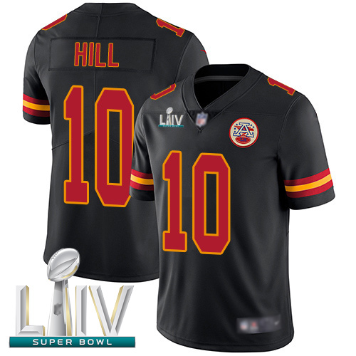 Chiefs #10 Tyreek Hill Black Super Bowl LIV Bound Men's Stitched Football Limited Rush Jersey