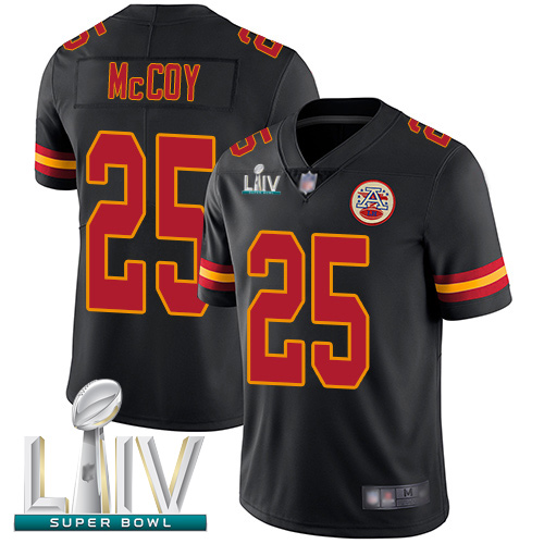 Chiefs #25 LeSean McCoy Black Super Bowl LIV Bound Men's Stitched Football Limited Rush Jersey - Click Image to Close