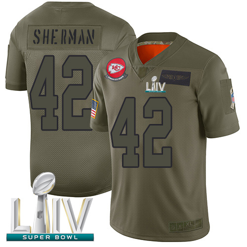 Chiefs #42 Anthony Sherman Camo Super Bowl LIV Bound Men's Stitched Football Limited 2019 Salute To Service Jersey - Click Image to Close