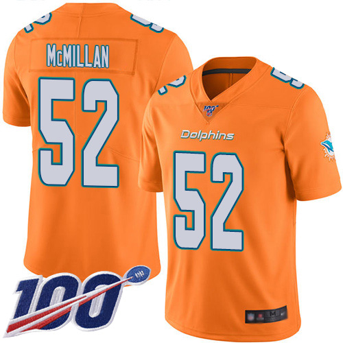 Dolphins #52 Raekwon McMillan Orange Men's Stitched Football Limited Rush 100th Season Jersey