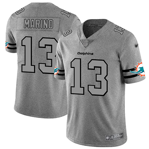 Dolphins #13 Dan Marino Gray Men's Stitched Football Limited Team Logo Gridiron Jersey