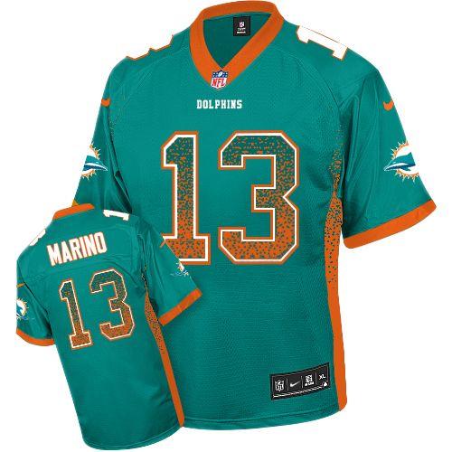 Nike Dolphins #13 Dan Marino Aqua Green Team Color Men's Stitched NFL Elite Drift Fashion Jersey