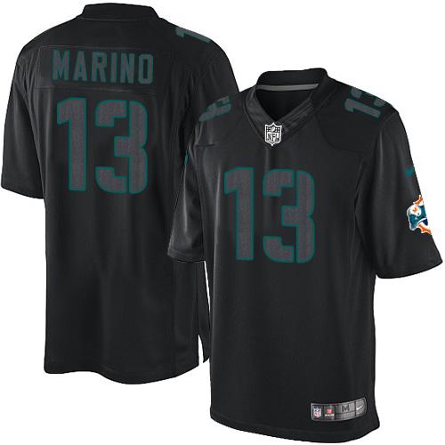 Nike Dolphins #13 Dan Marino Black Men's Stitched NFL Impact Limited Jersey