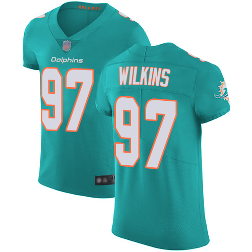 Dolphins #97 Christian Wilkins Aqua Green Team Color Men's Stitched Football Vapor Untouchable Elite Jersey - Click Image to Close