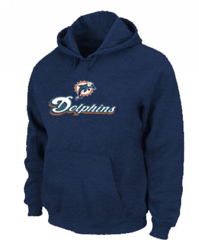 Miami Dolphins Authentic Logo Pullover Hoodie Dark Blue