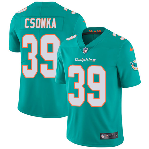 Nike Dolphins #39 Larry Csonka Aqua Green Team Color Men's Stitched NFL Vapor Untouchable Limited Jersey - Click Image to Close