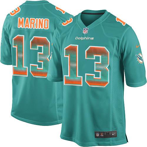 Nike Dolphins #13 Dan Marino Aqua Green Team Color Men's Stitched NFL Limited Strobe Jersey