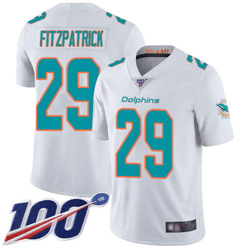 Dolphins #29 Minkah Fitzpatrick White Men's Stitched Football 100th Season Vapor Limited Jersey - Click Image to Close