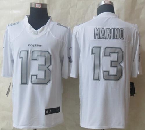 Nike Dolphins #13 Dan Marino White Men's Stitched NFL Limited Platinum Jersey