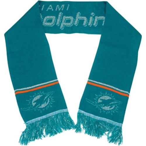 Miami Dolphins Aqua Green Metallic Thread Scarf - Click Image to Close