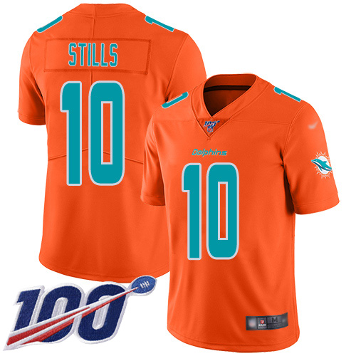 Dolphins #10 Kenny Stills Orange Men's Stitched Football Limited Inverted Legend 100th Season Jersey - Click Image to Close