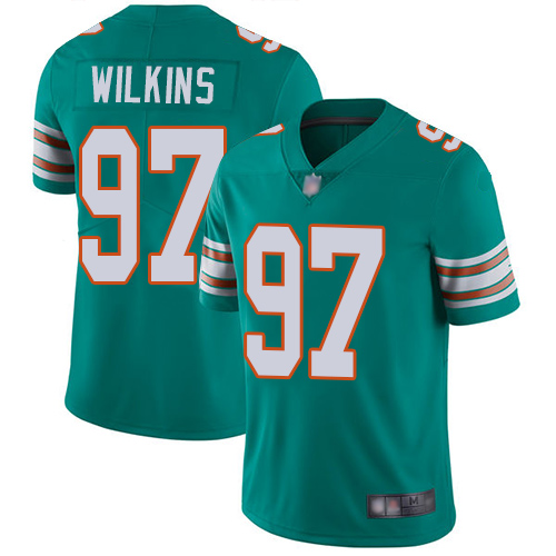 Dolphins #97 Christian Wilkins Aqua Green Alternate Men's Stitched Football Vapor Untouchable Limited Jersey