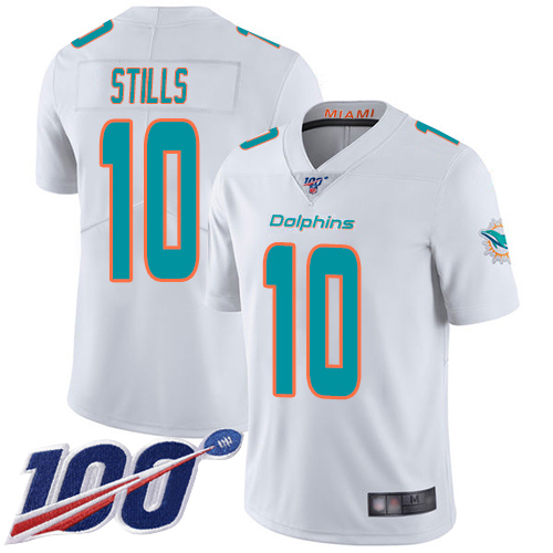 Dolphins #10 Kenny Stills White Men's Stitched Football 100th Season Vapor Limited Jersey