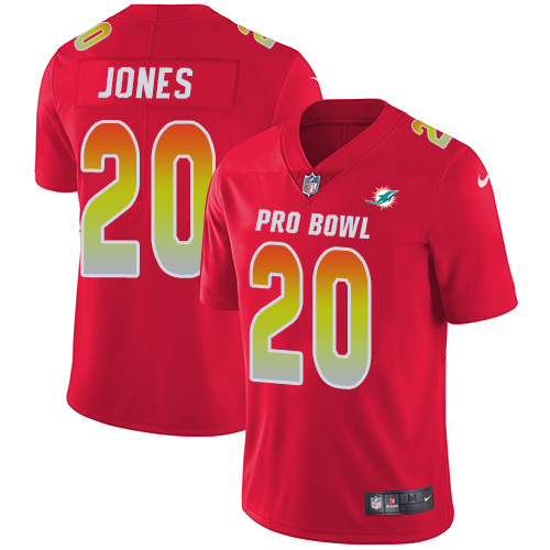 Nike Dolphins #20 Reshad Jones Red Men's Stitched NFL Limited AFC 2018 Pro Bowl Jersey