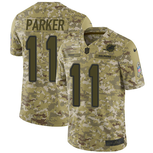 Nike Dolphins #11 DeVante Parker Camo Men's Stitched NFL Limited 2018 Salute To Service Jersey