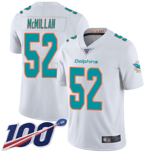 Dolphins #52 Raekwon McMillan White Men's Stitched Football 100th Season Vapor Limited Jersey