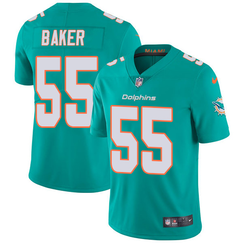 Nike Dolphins #55 Jerome Baker Aqua Green Team Color Men's Stitched NFL Vapor Untouchable Limited Jersey - Click Image to Close