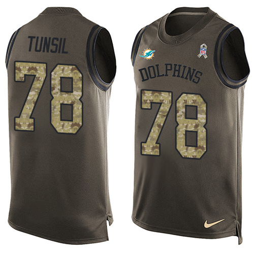 Nike Dolphins #78 Laremy Tunsil Green Men's Stitched NFL Limited Salute To Service Tank Top Jersey