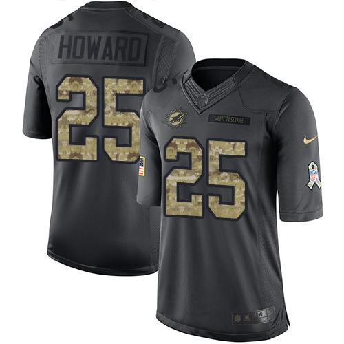 Nike Dolphins #25 Xavien Howard Black Men's Stitched NFL Limited 2016 Salute to Service Jersey - Click Image to Close