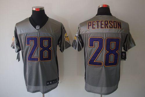 Nike Vikings #28 Adrian Peterson Grey Shadow Men's Stitched NFL Elite Jersey - Click Image to Close