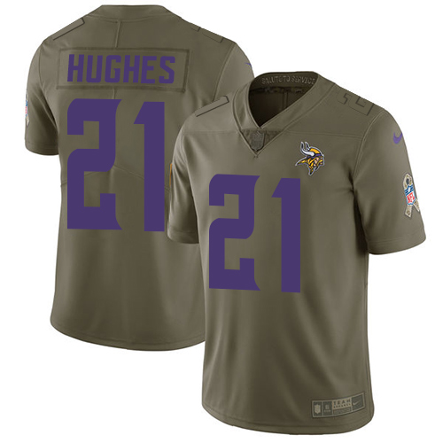 Nike Vikings #21 Mike Hughes Olive Men's Stitched NFL Limited 2017 Salute To Service Jersey - Click Image to Close