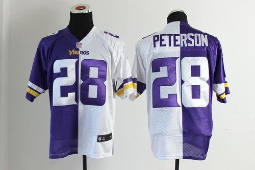 Nike Vikings #28 Adrian Peterson Purple/White Men's Stitched NFL Elite Split Jersey