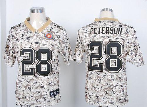 Nike Vikings #28 Adrian Peterson Camo USMC Men's Stitched NFL Elite Jersey