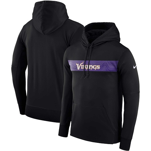 Men's Minnesota Vikings Nike Black Sideline Team Performance Pullover Hoodie