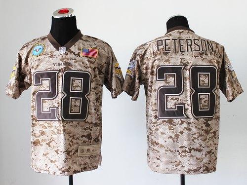 Nike Vikings #28 Adrian Peterson Camo Men's Stitched NFL New Elite USMC Jersey