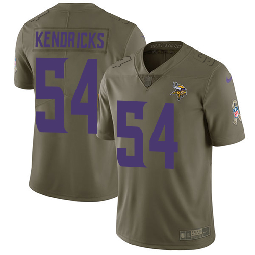 Nike Vikings #54 Eric Kendricks Olive Men's Stitched NFL Limited 2017 Salute to Service Jersey - Click Image to Close