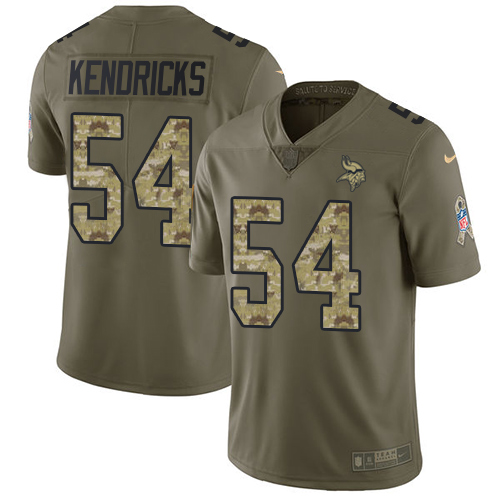 Nike Vikings #54 Eric Kendricks Olive/Camo Men's Stitched NFL Limited 2017 Salute To Service Jersey - Click Image to Close