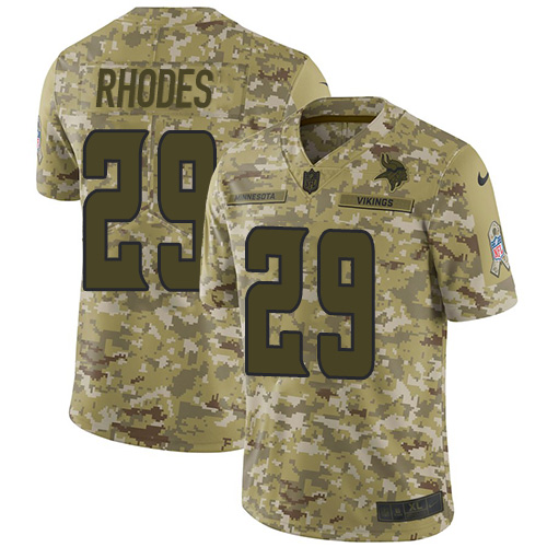 Nike Vikings #29 Xavier Rhodes Camo Men's Stitched NFL Limited 2018 Salute To Service Jersey - Click Image to Close