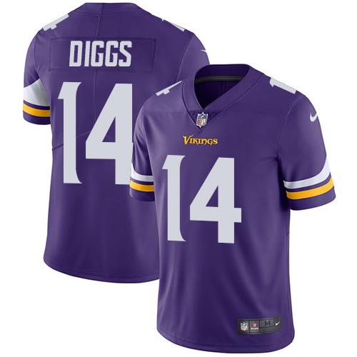 Nike Vikings #14 Stefon Diggs Purple Team Color Men's Stitched NFL Vapor Untouchable Limited Jersey - Click Image to Close