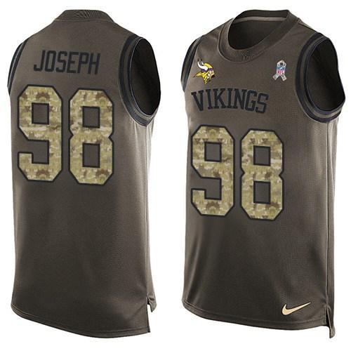 Nike Vikings #98 Linval Joseph Green Men's Stitched NFL Limited Salute To Service Tank Top Jersey