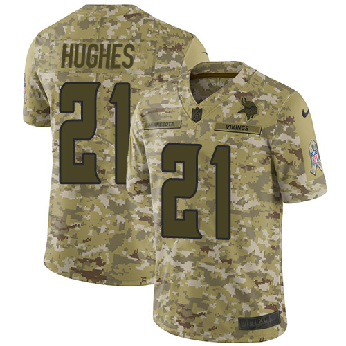 Nike Vikings #21 Mike Hughes Camo Men's Stitched NFL Limited 2018 Salute To Service Jersey - Click Image to Close