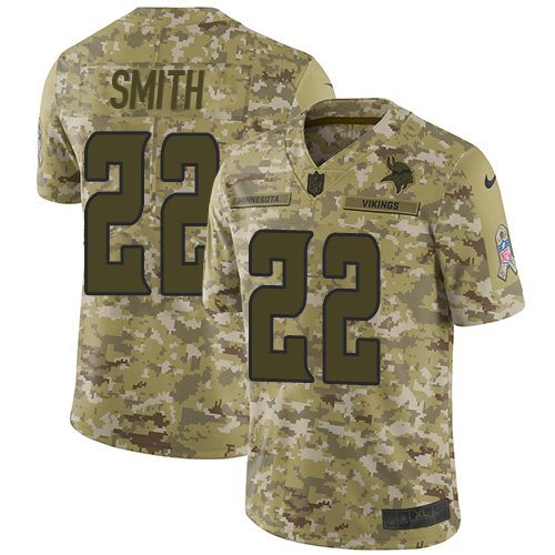 Nike Vikings #22 Harrison Smith Camo Men's Stitched NFL Limited 2018 Salute To Service Jersey - Click Image to Close