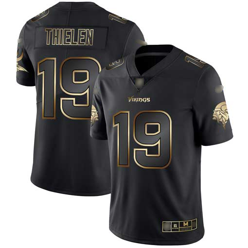 Vikings #19 Adam Thielen Black/Gold Men's Stitched Football Vapor Untouchable Limited Jersey