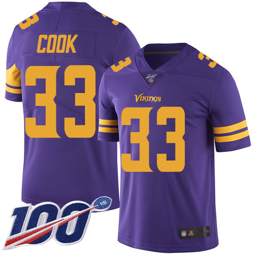 Vikings #33 Dalvin Cook Purple Men's Stitched Football Limited Rush 100th Season Jersey - Click Image to Close