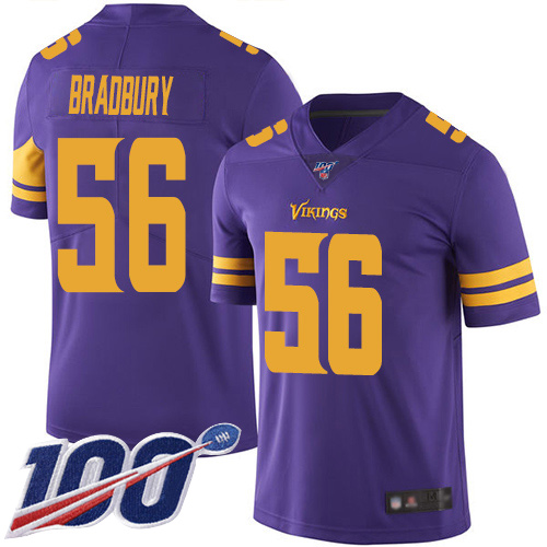 Vikings #56 Garrett Bradbury Purple Men's Stitched Football Limited Rush 100th Season Jersey