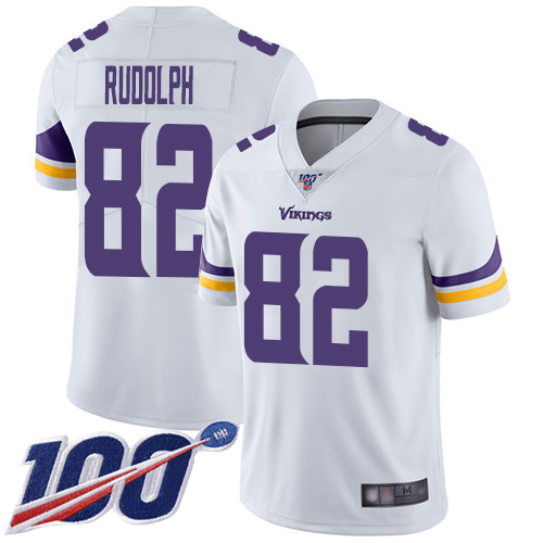 Vikings #82 Kyle Rudolph White Men's Stitched Football 100th Season Vapor Limited Jersey - Click Image to Close