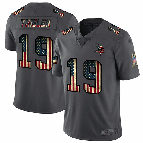 Vikings #19 Adam Thielen Carbon Black Men's Stitched Football Limited Retro Flag Jersey