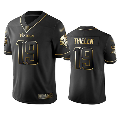 Vikings #19 Adam Thielen Black Men's Stitched Football Limited Golden Edition Jersey