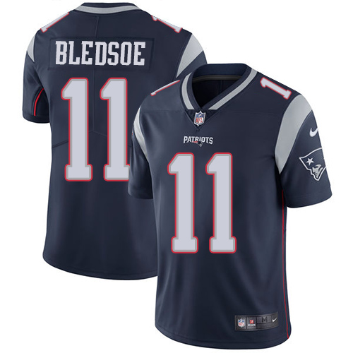 Nike Patriots #11 Drew Bledsoe Navy Blue Team Color Men's Stitched NFL Vapor Untouchable Limited Jersey - Click Image to Close