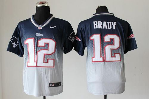 Nike Patriots #12 Tom Brady Navy Blue/Grey Men's Stitched NFL Elite Fadeaway Fashion Jersey